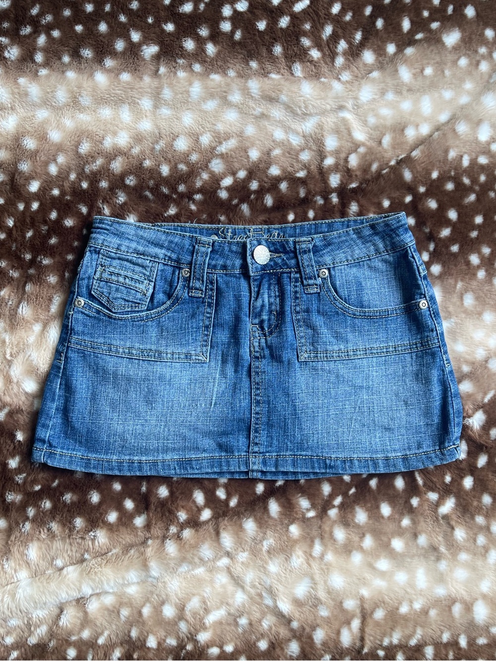 Y2K streetwear society low rise denim mini skirt